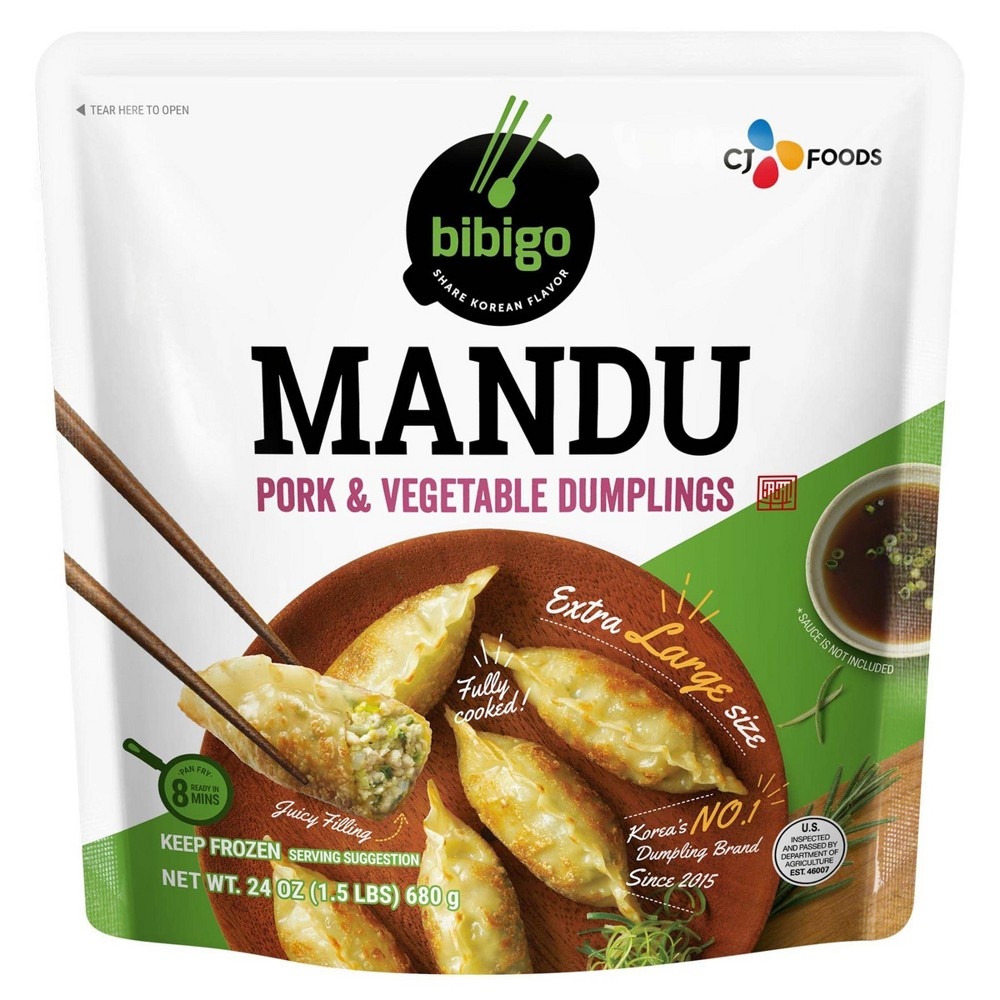 slide 3 of 4, Bibigo Frozen Mandu Pork &#38; Vegetable Dumplings, 24 oz