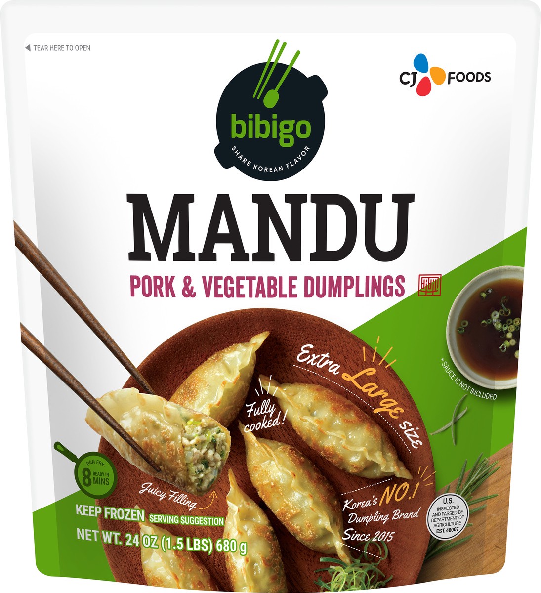 slide 3 of 4, Mandu Pork and Vegetable Dumplings, 1.5 lb