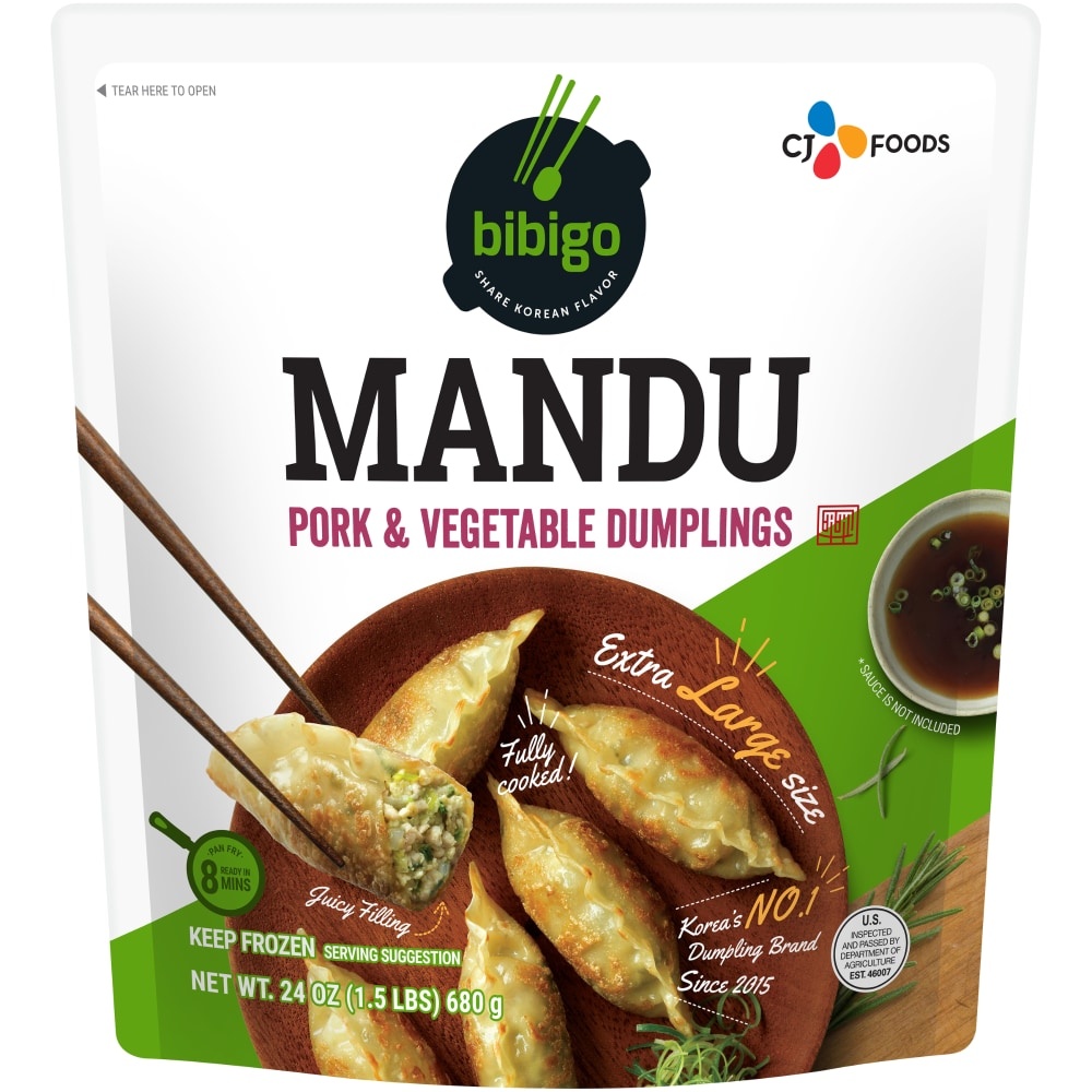 slide 1 of 4, Bibigo Frozen Mandu Pork &#38; Vegetable Dumplings, 24 oz