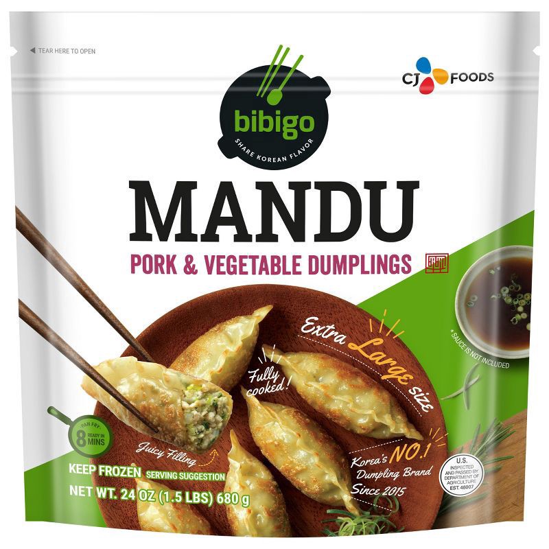 slide 1 of 4, Mandu Pork and Vegetable Dumplings, 1.5 lb