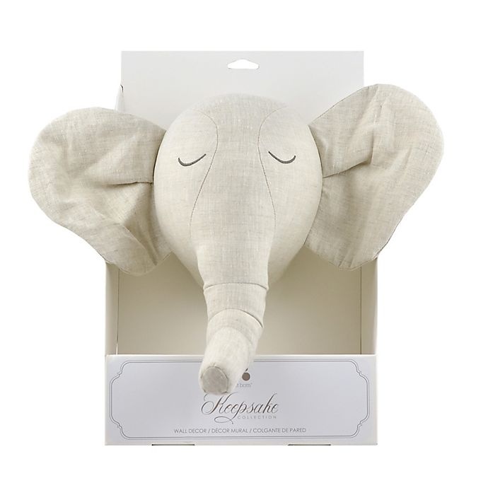 slide 2 of 4, Just Born Keepsake Washed Linen Elephant Head Wall Art, 1 ct