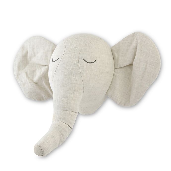 slide 1 of 4, Just Born Keepsake Washed Linen Elephant Head Wall Art, 1 ct