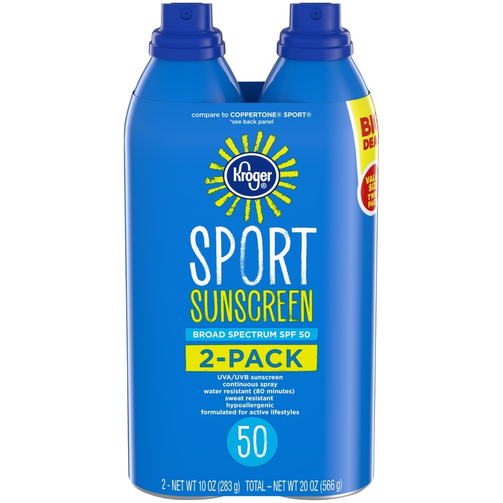 slide 1 of 1, Kroger Sport Sunscreen SPF 50 2-Pack, 2 ct; 10 oz