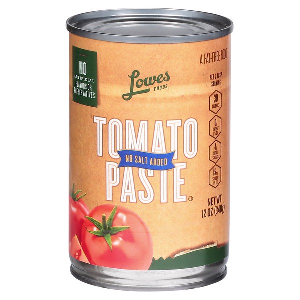 slide 1 of 1, Lowes Foods Tomato Paste No Salt Added, 12 oz