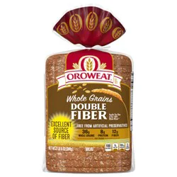Oroweat Whole Grains Double Fiber Bread, 24 oz, Wheat Bread, Bag