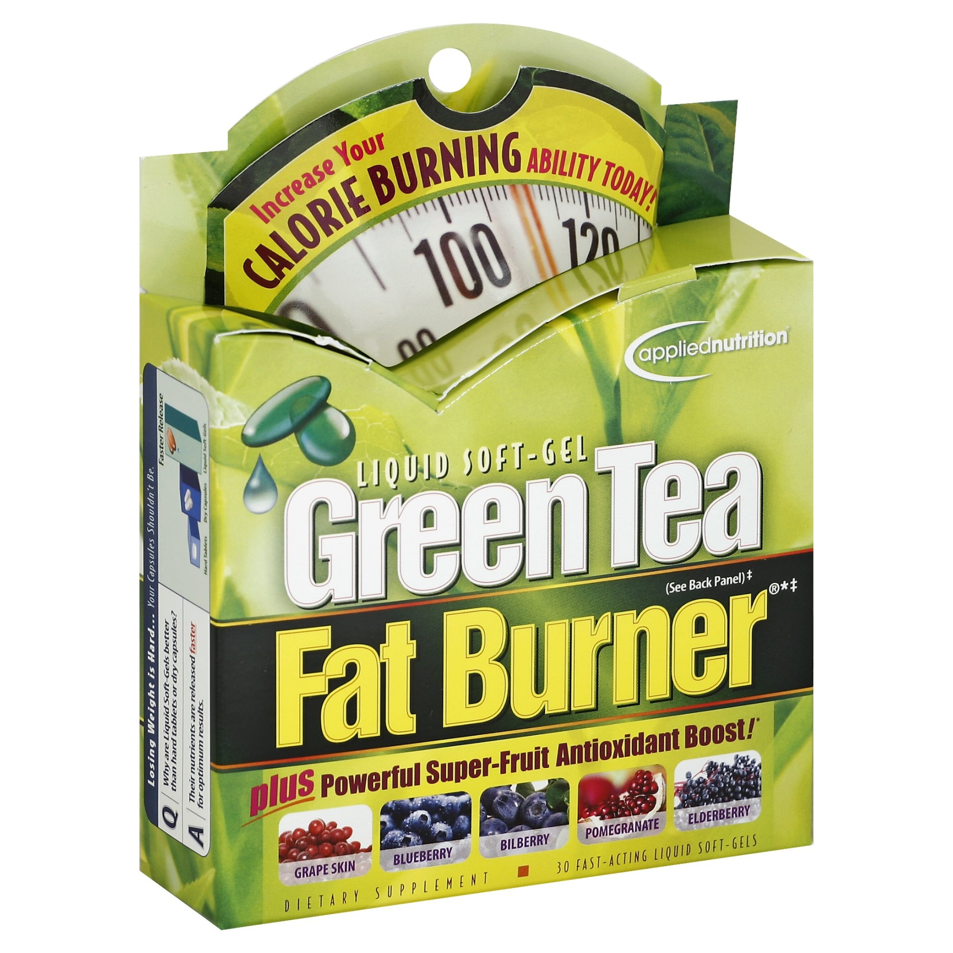 slide 1 of 4, Applied Nutrition Green Tea Fat Burner Liquid Soft Gels, 30 ct
