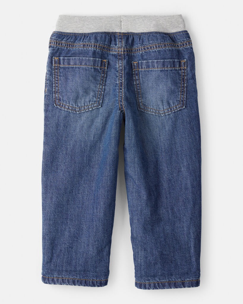 slide 3 of 3, Oshkosh Toddler Boy Lined Medium Wash Straight Jeans Blue 4T, 1 ct