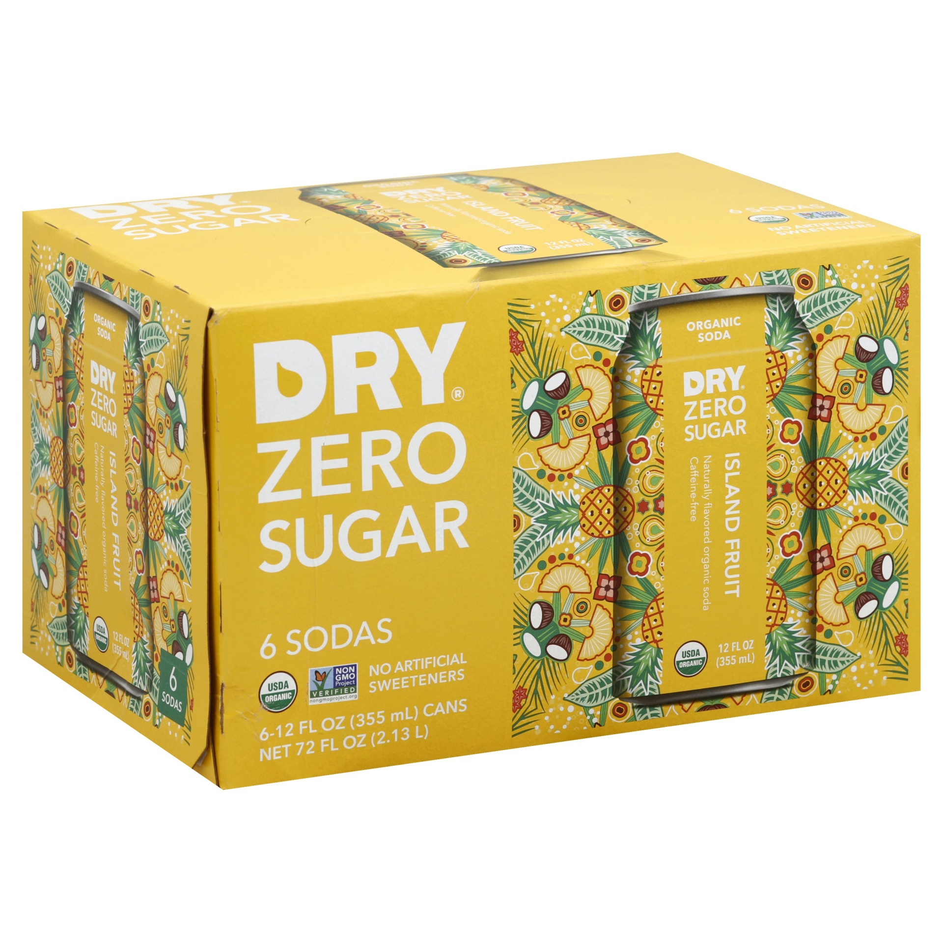 slide 1 of 1, DRY Zero Sugar Organic Soda Island Fruit, 6 ct; 12 fl oz