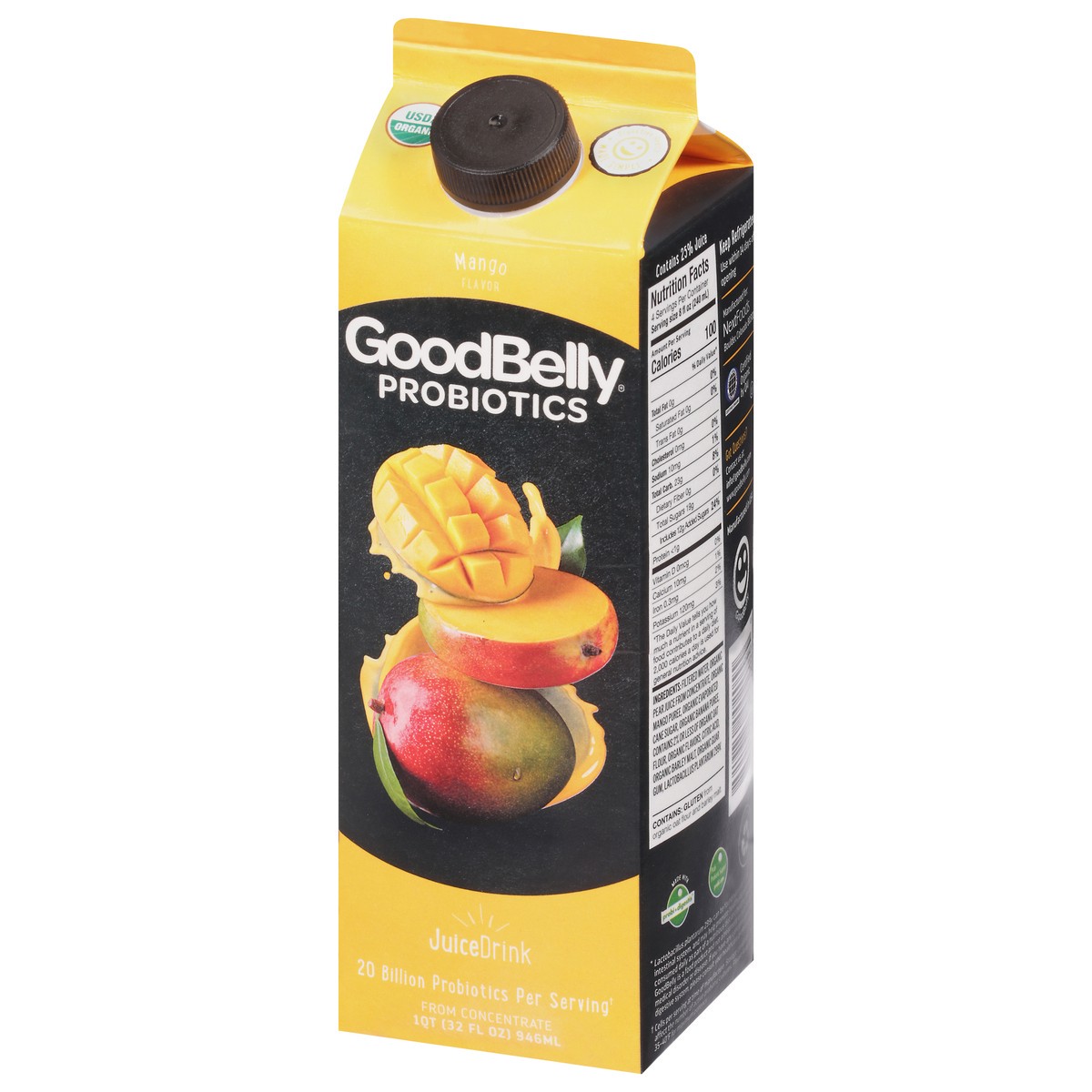 slide 2 of 9, GoodBelly Probiotics Mango Juice Drink 1 qt Carton, 1 qt