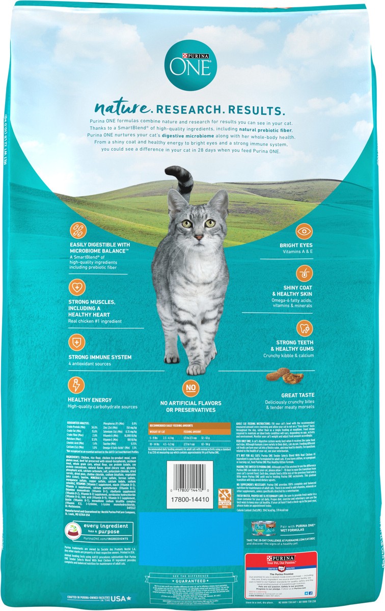 slide 5 of 9, ONE Purina ONE Natural Dry Cat Food, Tender Selects Blend With Real Chicken, 22 lb