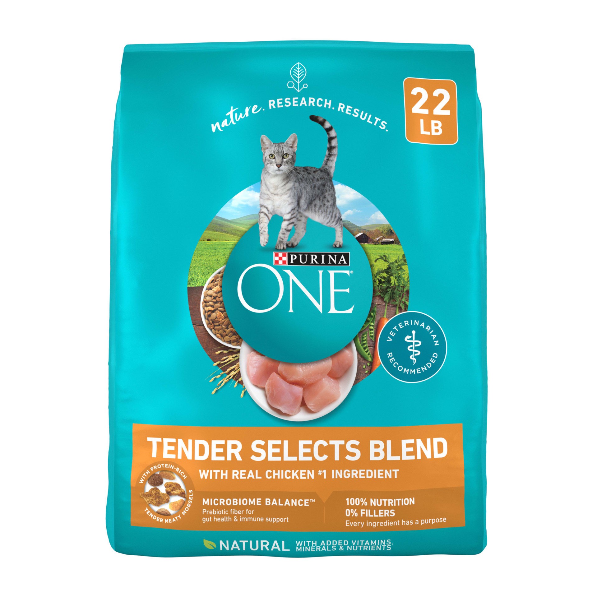 slide 1 of 9, ONE Purina ONE Natural Dry Cat Food, Tender Selects Blend With Real Chicken, 22 lb