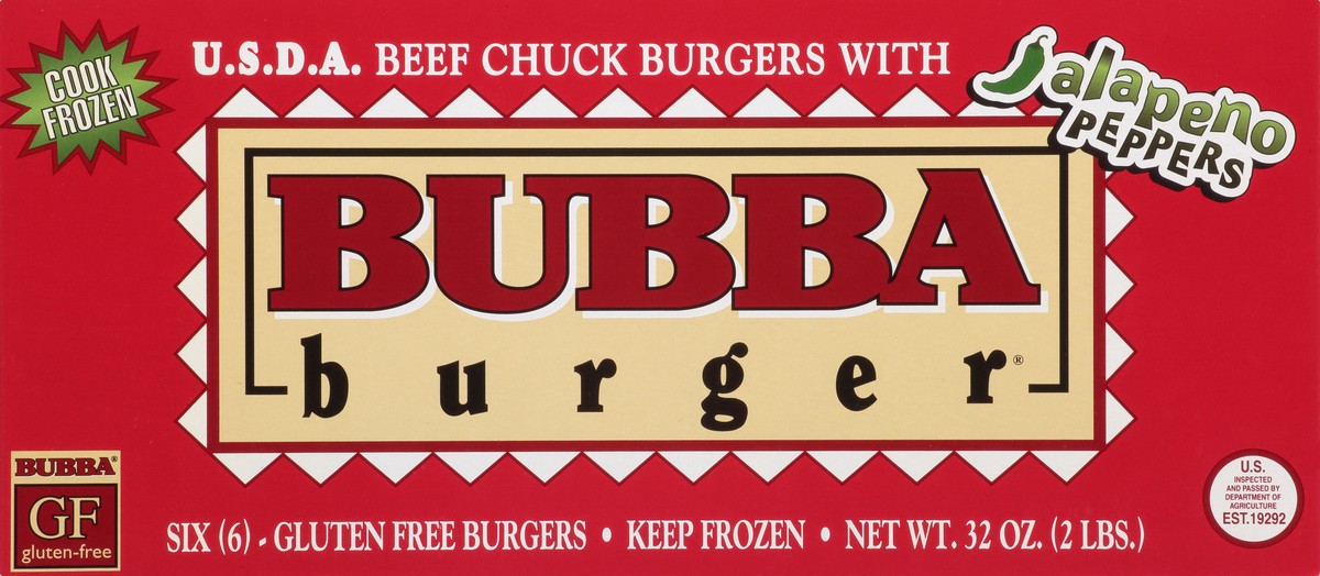 slide 1 of 9, BUBBA Burger Beef Chuck with Jalapeno Peppers Burgers 6 ea, 6 ct