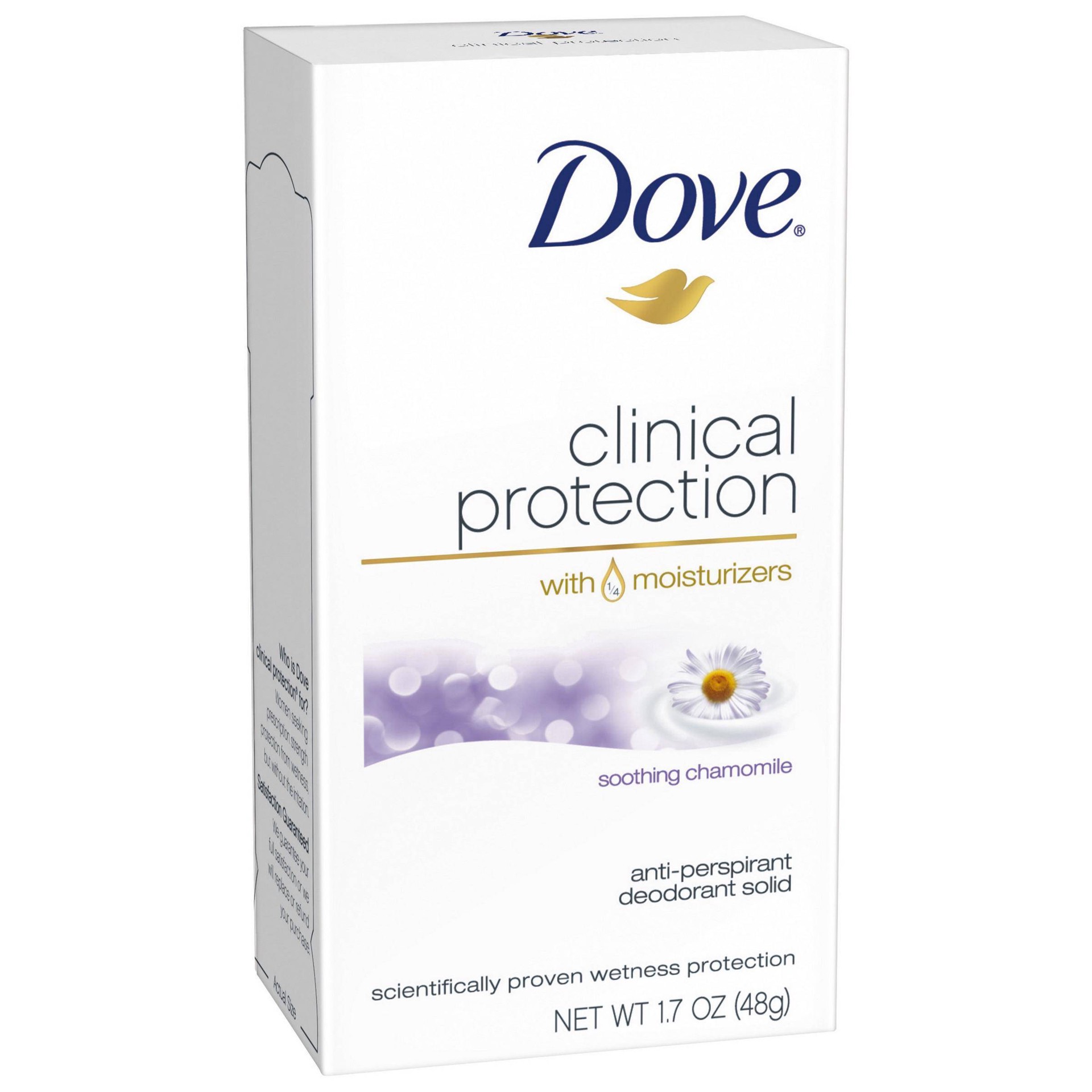 slide 1 of 3, Dove Clinical Protection Soothing Chamomile Antiperspirant Deodorant, 1.7 oz