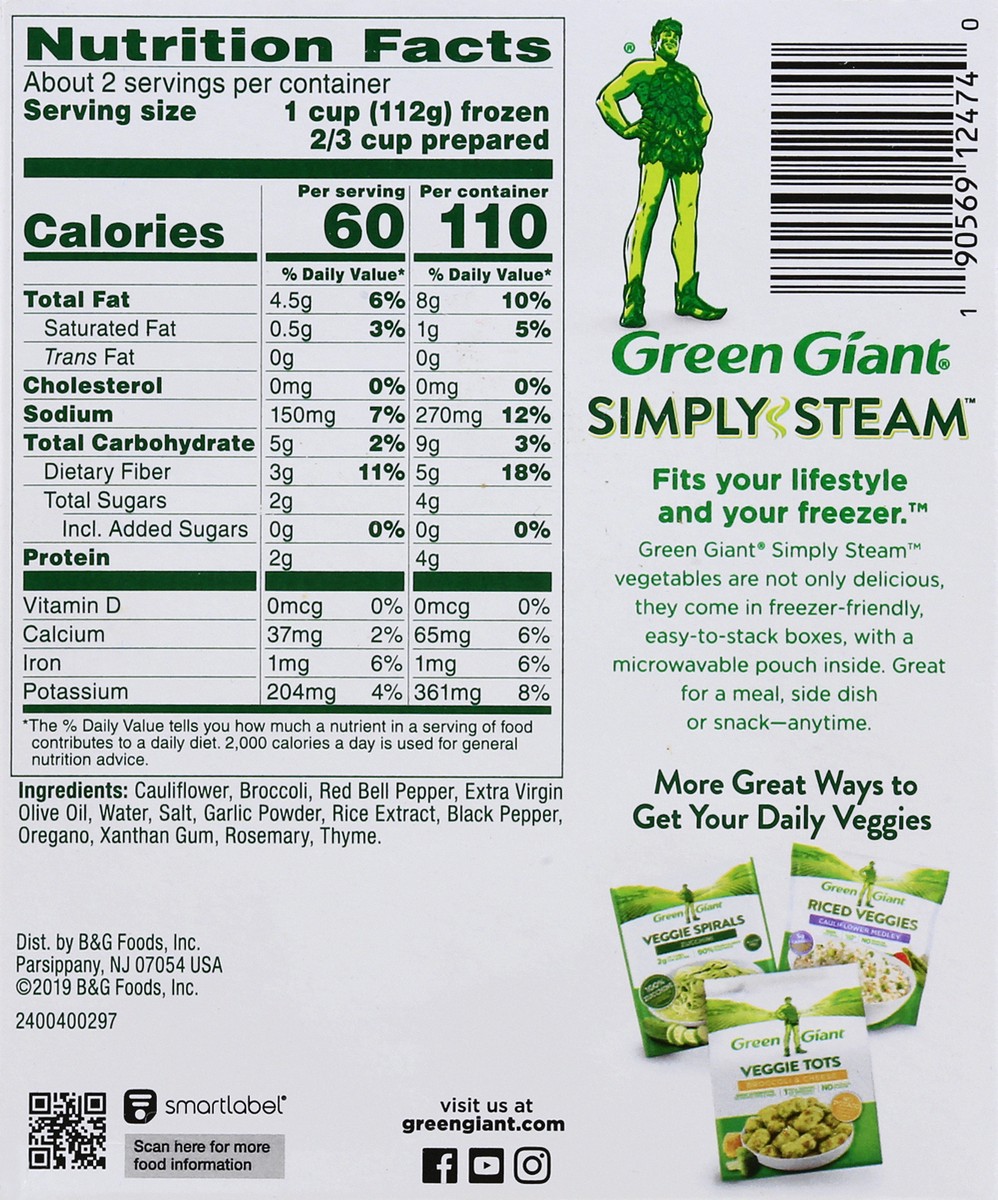 slide 5 of 9, Green Giant Simply Steam Italian Style Riced Cauliflower Riced Veggies 7 oz, 7 oz