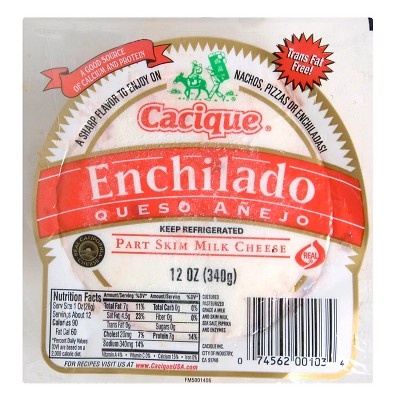 slide 1 of 1, Cacique Enchilado Queso Anejo Part Skim Milk Cheese, 10 oz
