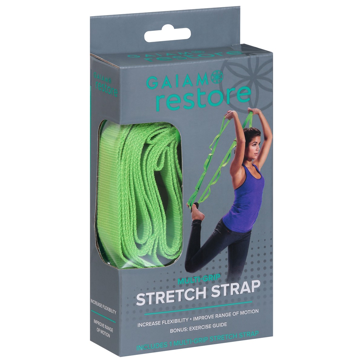 slide 2 of 9, Gaiam Restore Multi-Grip Stretch Strap 1 ea, 1 ct