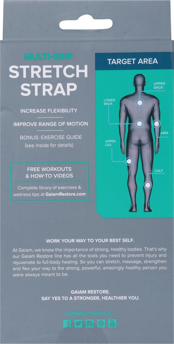 slide 7 of 9, Gaiam Restore Multi-Grip Stretch Strap 1 ea, 1 ct