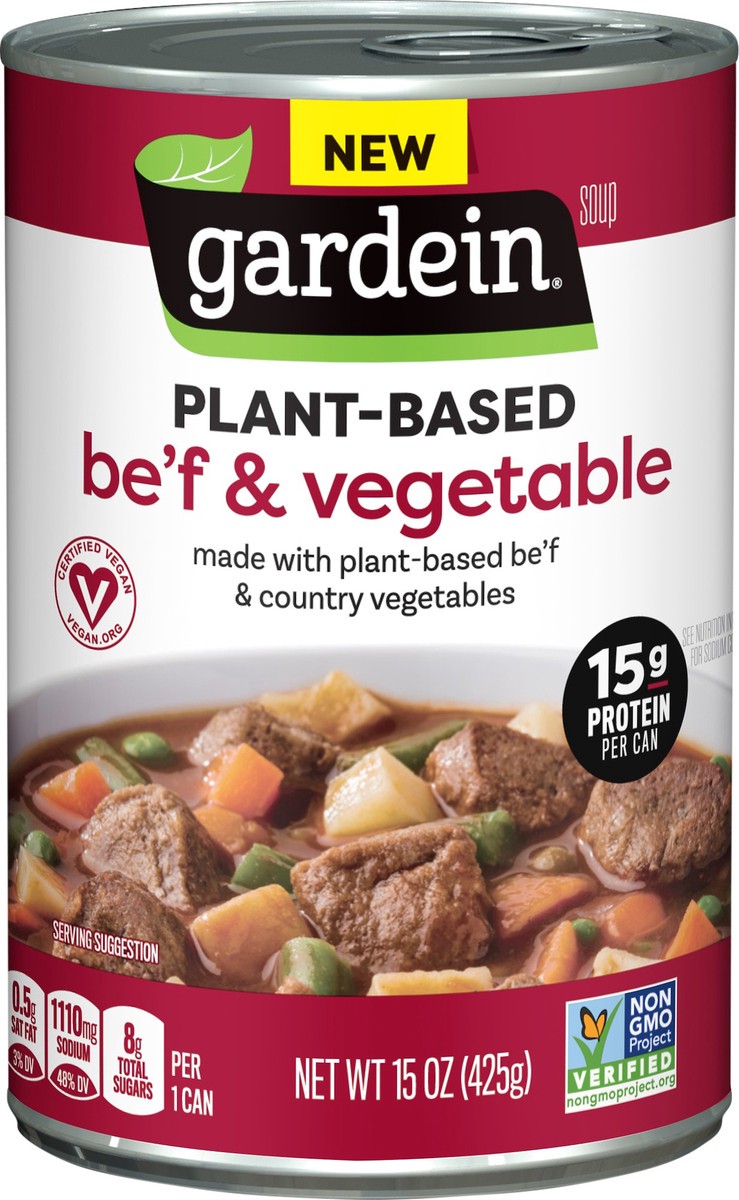 slide 1 of 2, Gardein Be'f & Vegetable Soup 15 oz, 15 oz