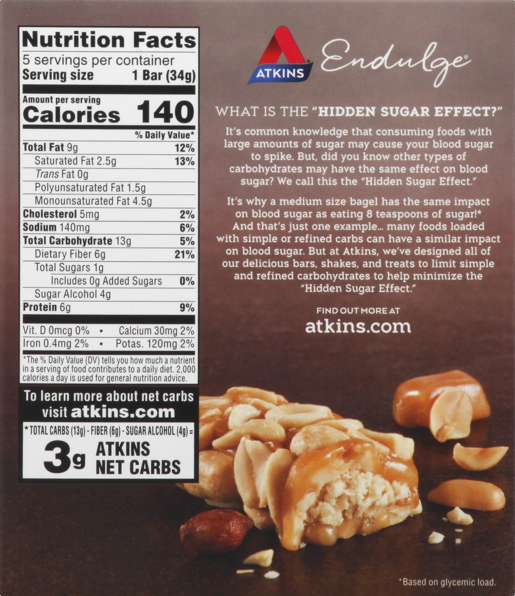 slide 5 of 9, Atkins Endulge Peanut Caramel Cluster, 5 ct; 1.2 oz