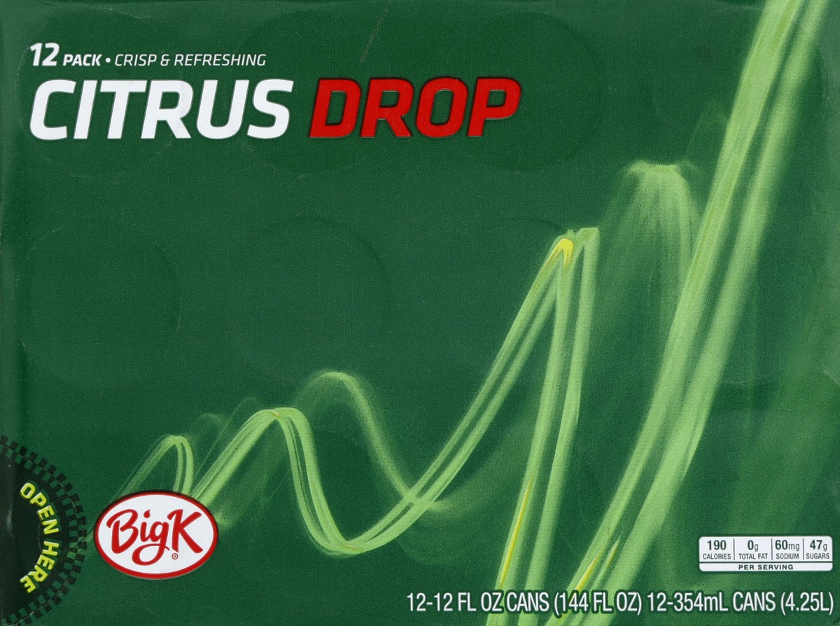 slide 3 of 7, Big K Citrus Drop Soda - 12 ct; 12 fl oz, 12 ct; 12 fl oz