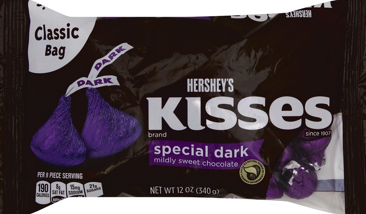 slide 5 of 5, Hershey's Kisses SPECIAL DARK Mildly Sweet Chocolates, 12 oz