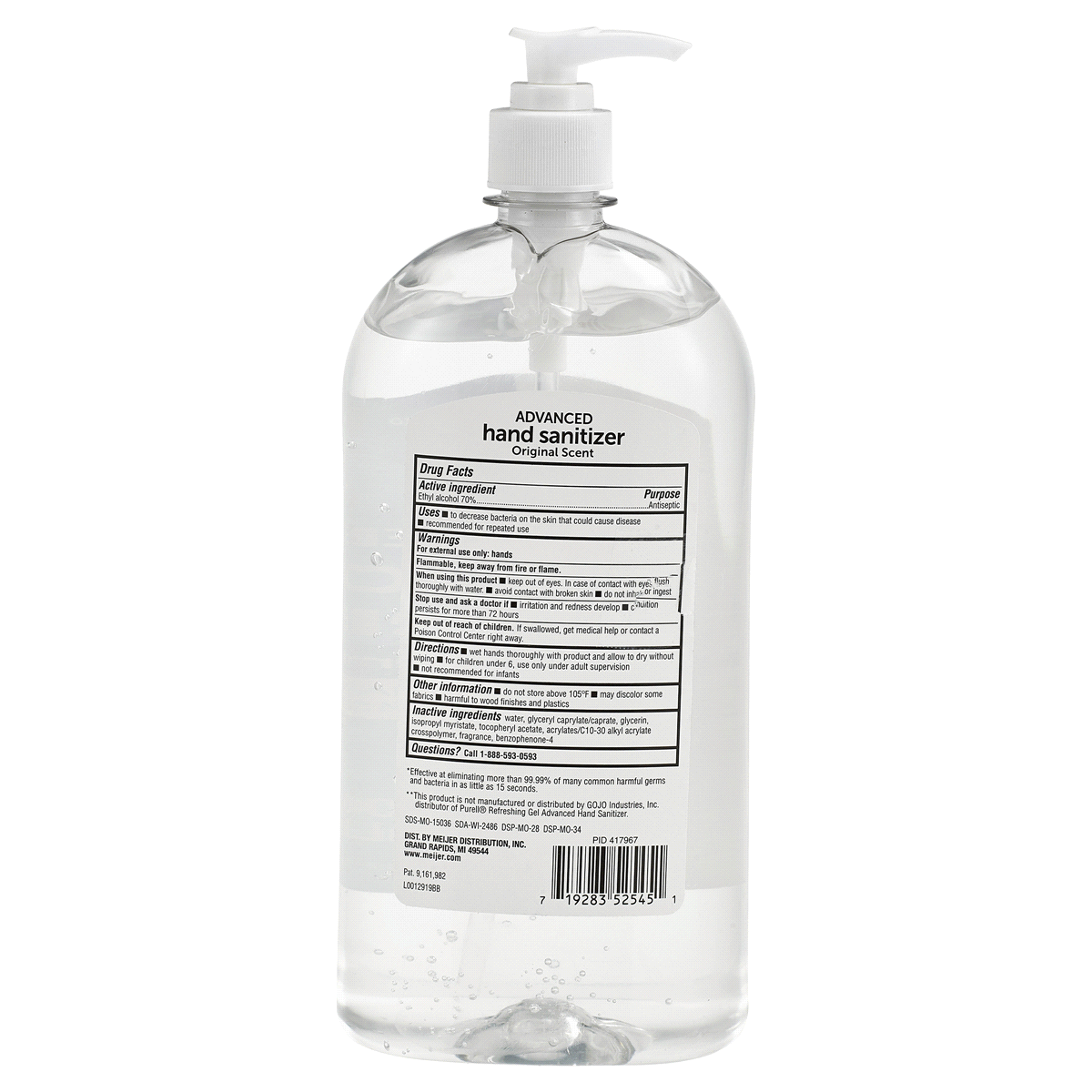 slide 5 of 5, Meijer Original Scent Advanced Hand Sanitizer, 32 oz