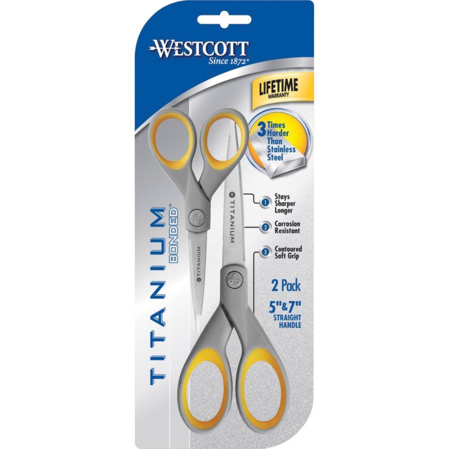 slide 2 of 3, Westcott Gray/Yellow Titanium Scissors, 2 ct