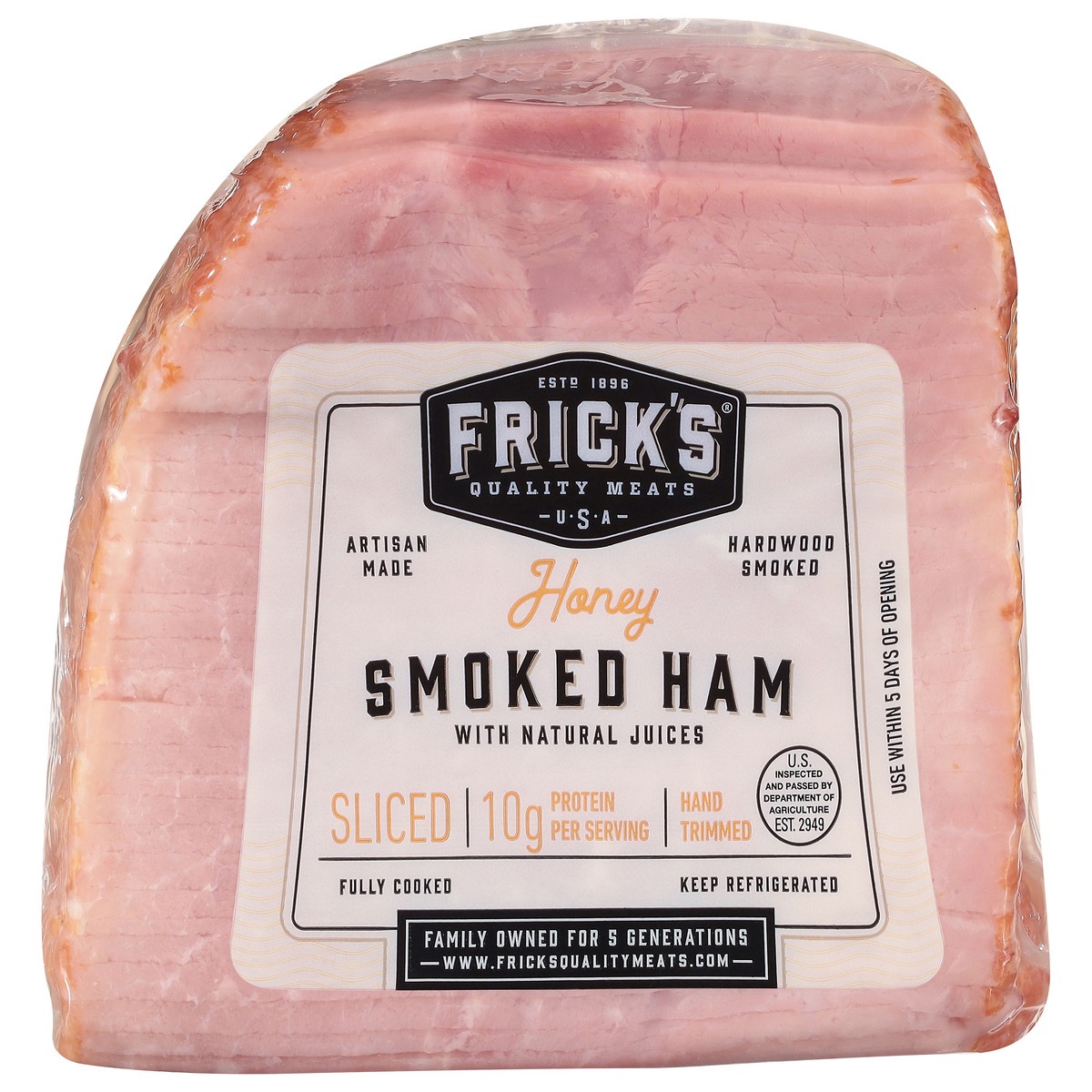 slide 1 of 1, Frick's Smoked Honey Ham with Natural Juices, 1 ea, per lb