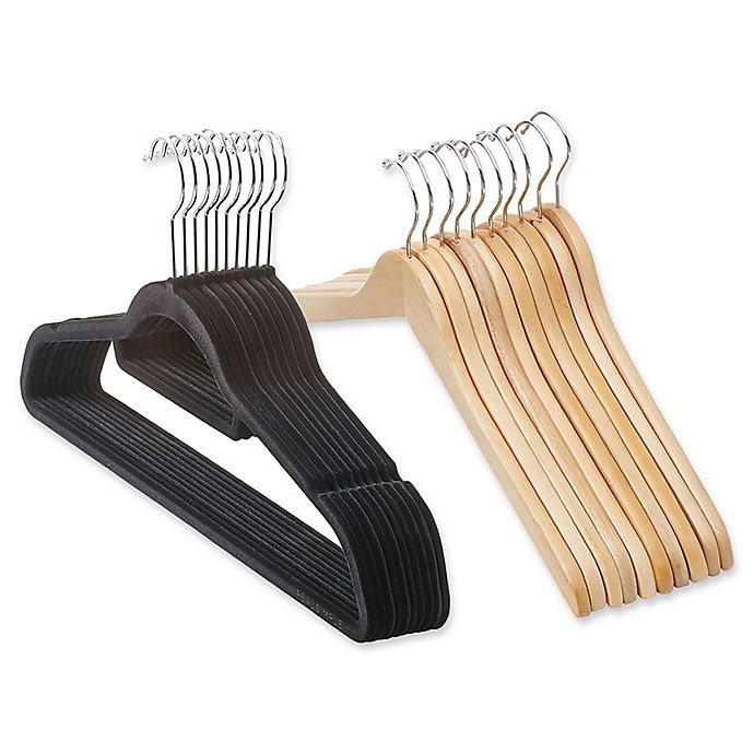 slide 2 of 3, Real Simple Flocked Suit Hangers - Black, 30 ct