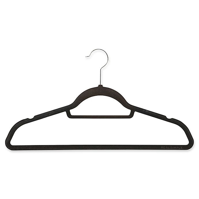 slide 1 of 3, Real Simple Flocked Suit Hangers - Black, 30 ct