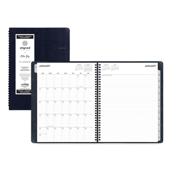 slide 2 of 5, Blue Sky Aligned Pajco Weekly/Monthly Planner, 8-1/4'' X 11'', Multicolor, January To December 2021, 123847, 1 ct