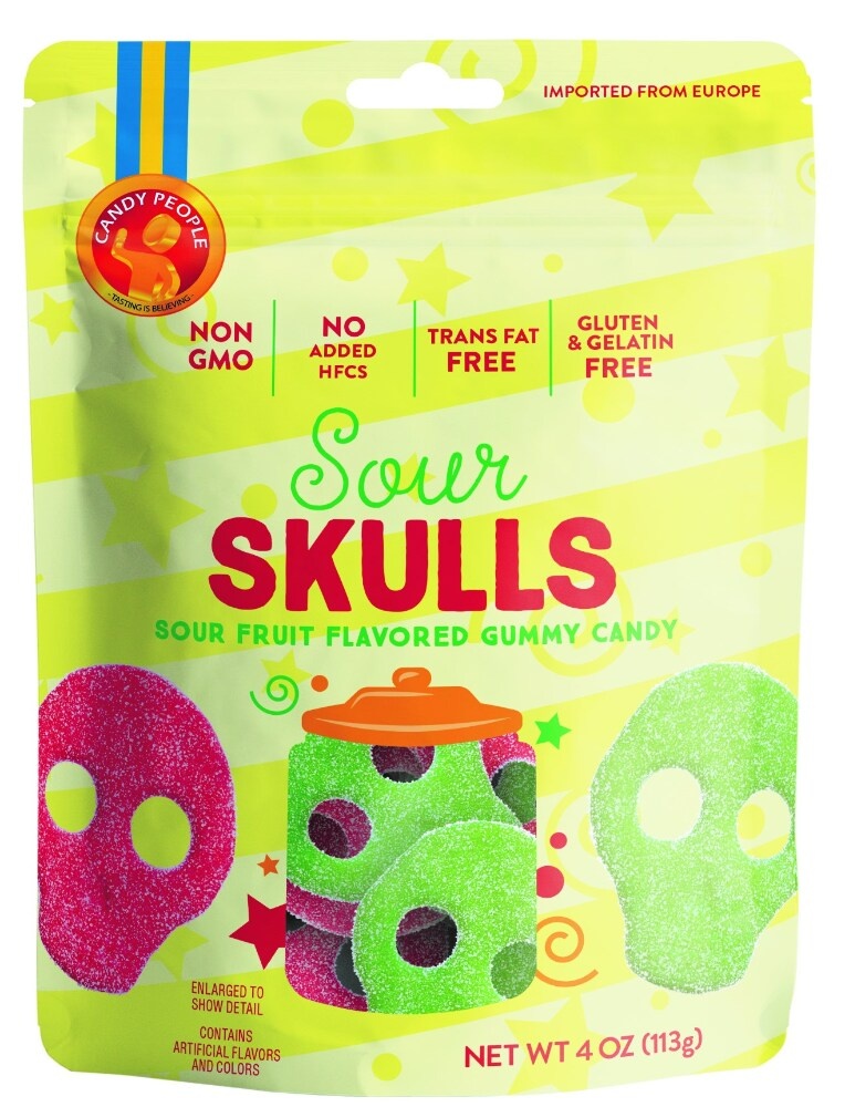 slide 1 of 1, Candy People Sour Skulls Sour Fruit Flavored Gummy Candy, 4 oz