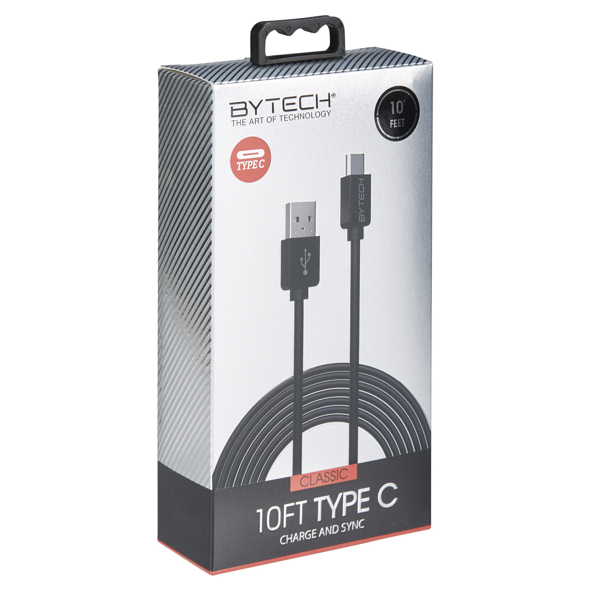 slide 2 of 29, Bytech 10' Heavy Duty C-Type Cable, Black, 10 ft