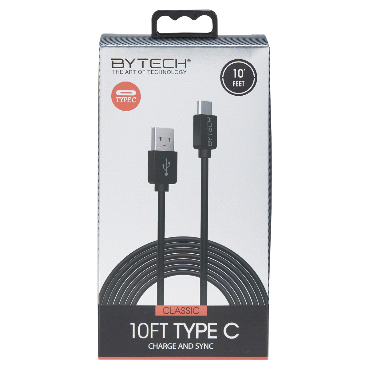 slide 1 of 29, Bytech 10' Heavy Duty C-Type Cable, Black, 10 ft