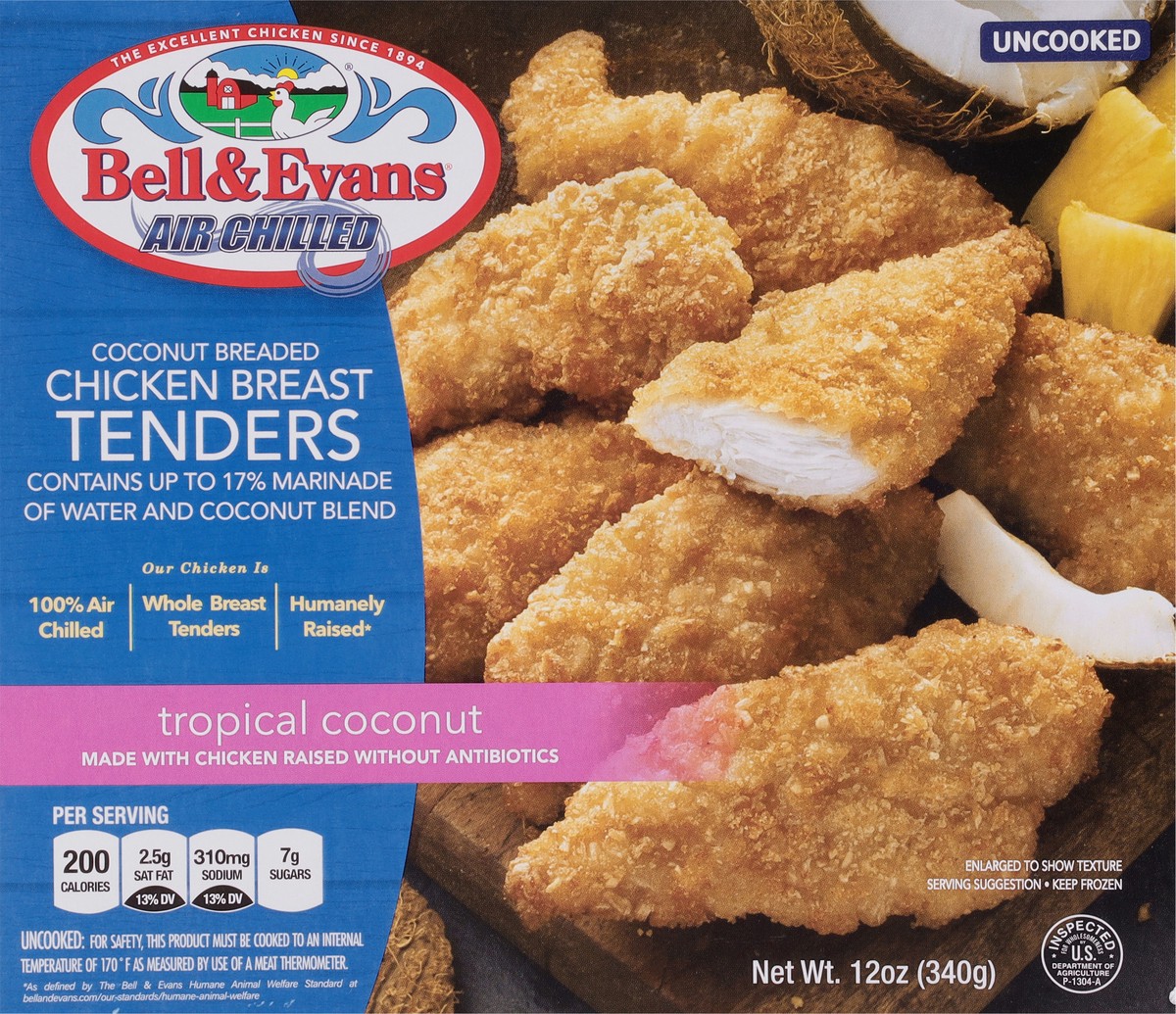 slide 9 of 14, Bell & Evans Coconut Breaded Tropical Coconut Chicken Breast Tenders 12 oz, 12 oz