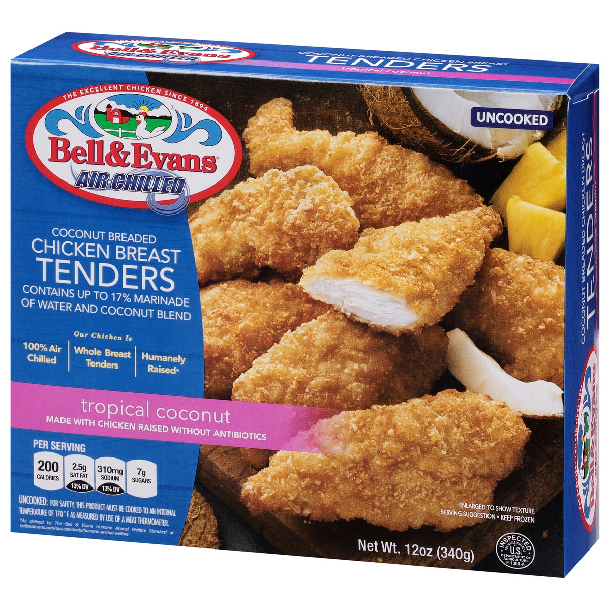 slide 11 of 14, Bell & Evans Coconut Breaded Tropical Coconut Chicken Breast Tenders 12 oz, 12 oz