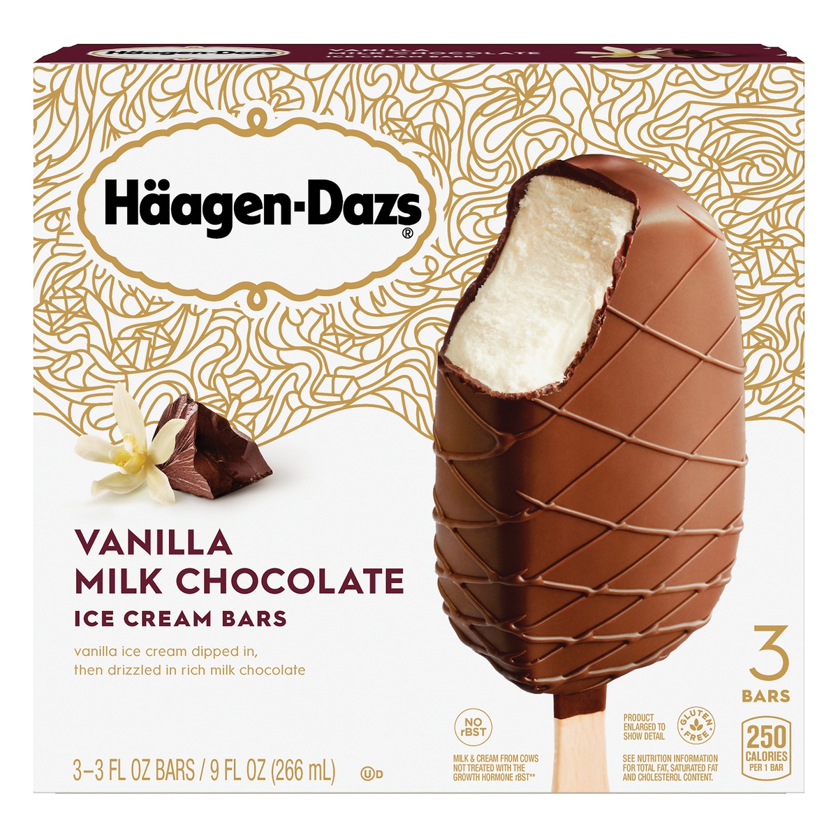 slide 1 of 6, Häagen-Dazs Vanilla Milk Chocolate Ice Cream Bars, 3 ct