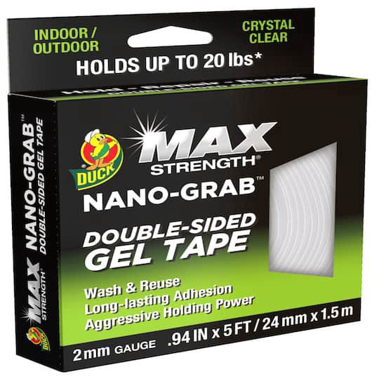 slide 1 of 5, Duck Brand Duck Max Strength Nano-Grab Gel Mounting Tape, 0.94 in x 5 ft