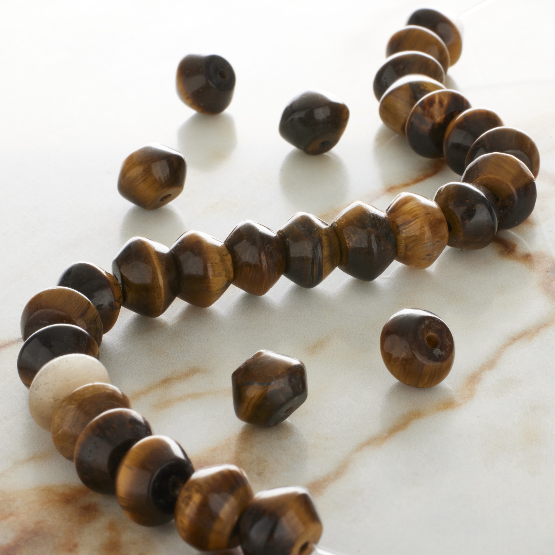 slide 2 of 3, Yellow Tiger's Eye Bicone Beads, 8mm By Bead Landing, 8mm