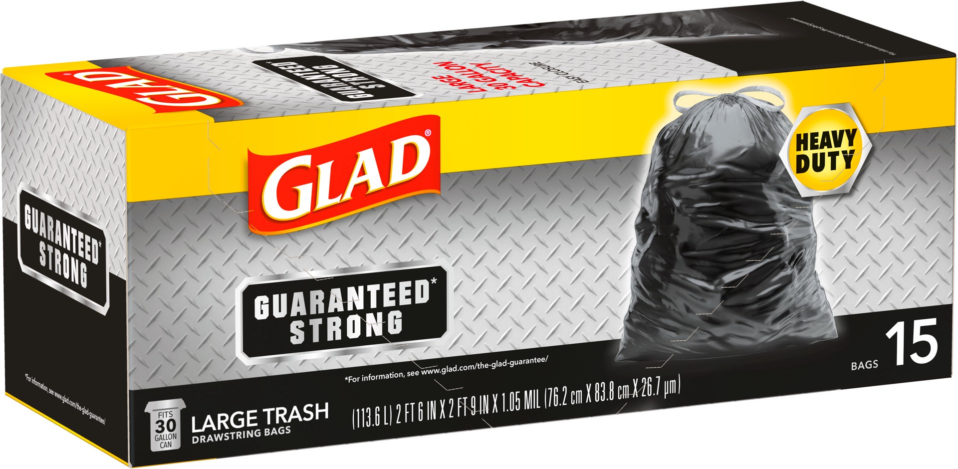 slide 2 of 5, Glad 30 Gallon Large Drawstring Multipurpose Trash Bags 15 ea, 15 ct