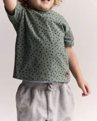 Otteravenue Toddler Relaxed Tee in Dot Print - Olive - Size 6