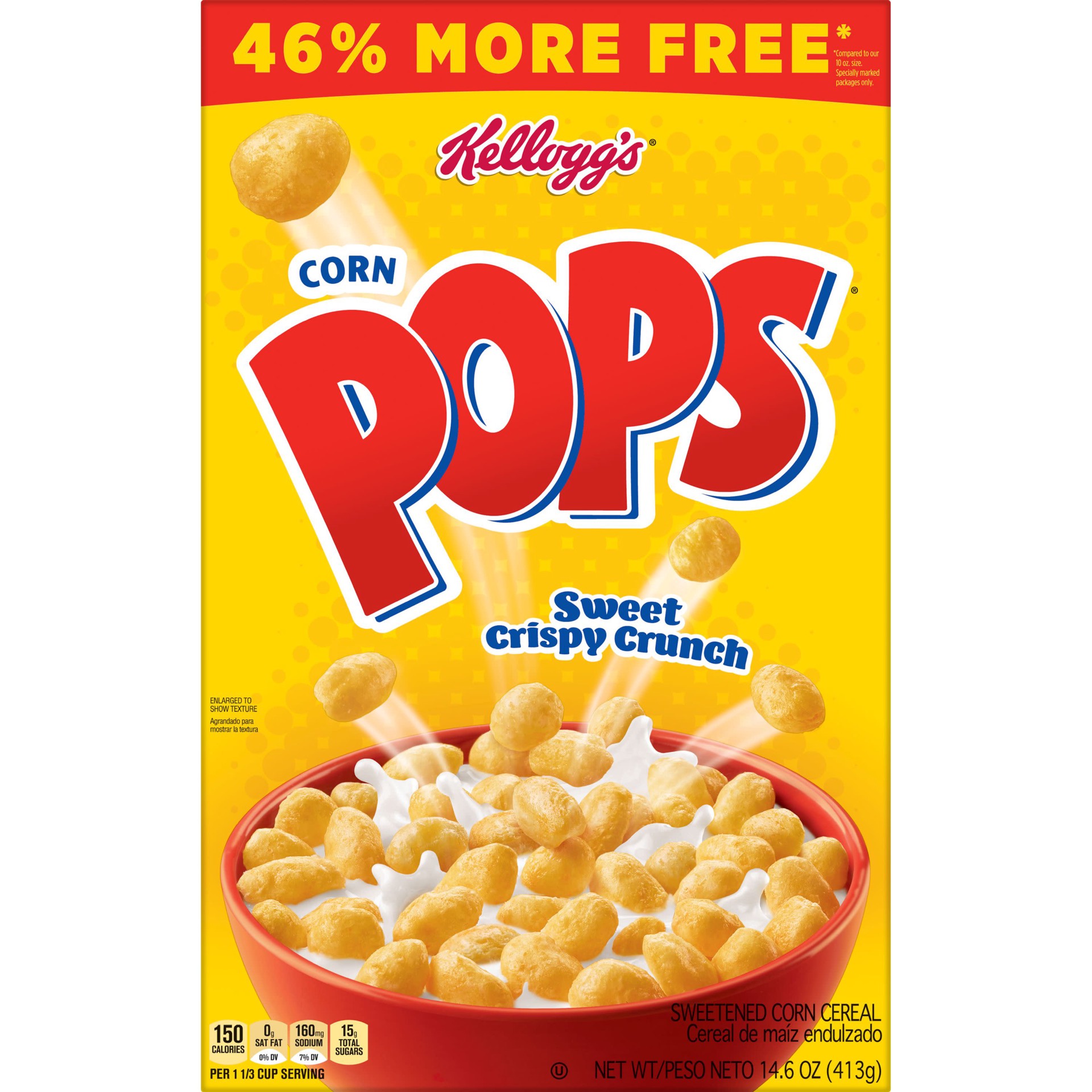 slide 4 of 5, Corn Pops Kellogg's Corn Pops Breakfast Cereal, 8 Vitamins and Minerals, Kids Snacks, Large Size, Original, 14.6oz Box, 1 Box, 14.6 oz