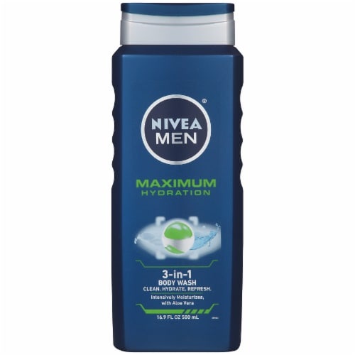 slide 1 of 1, Nivea Men 3-in-1 Body Wash Maximum Hydration with Aloe Vera, 16.9 fl oz