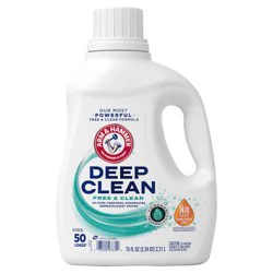 ARM & HAMMER Deep Clean Free & Clear Liquid Laundry Detergent, Free of Dyes, Perfumes and Phosphates, Dermatologist Tested, 75 Fl Oz, 50 Loads