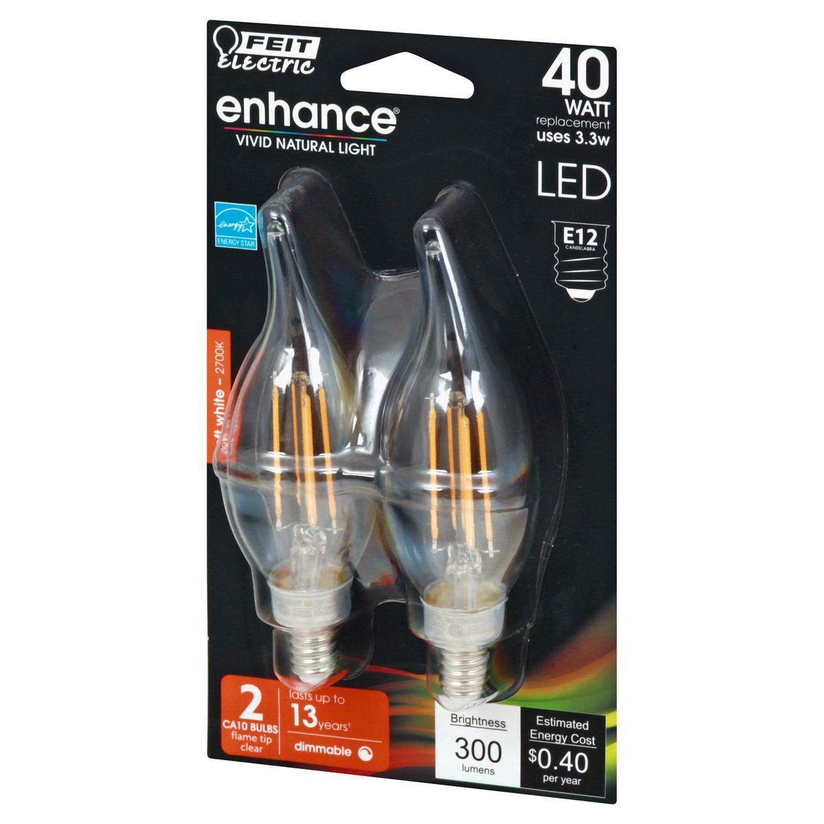 slide 8 of 10, Feit Electric Enhance LED 3.3 Watts Soft White Light Bulbs 2 ea, 2 ct