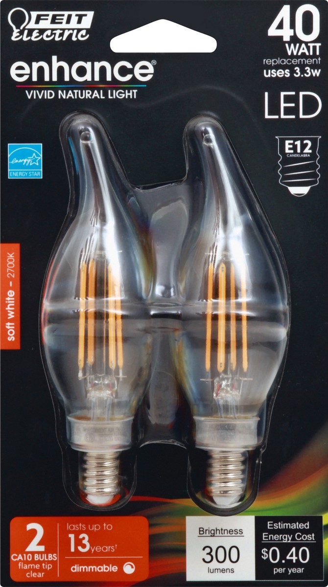 slide 2 of 10, Feit Electric Enhance LED 3.3 Watts Soft White Light Bulbs 2 ea, 2 ct