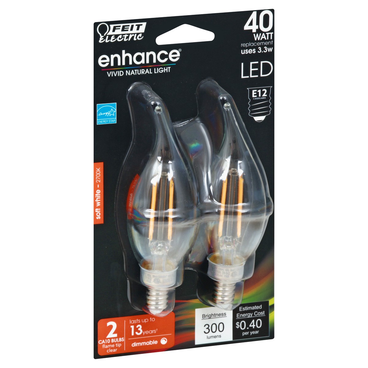 slide 5 of 10, Feit Electric Enhance LED 3.3 Watts Soft White Light Bulbs 2 ea, 2 ct