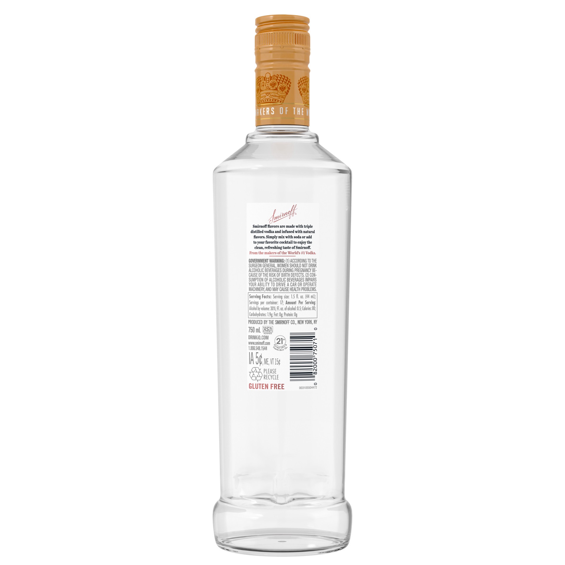 slide 3 of 4, Smirnoff Peach (Vodka Infused With Natural Flavors), 750 mL, 750 ml