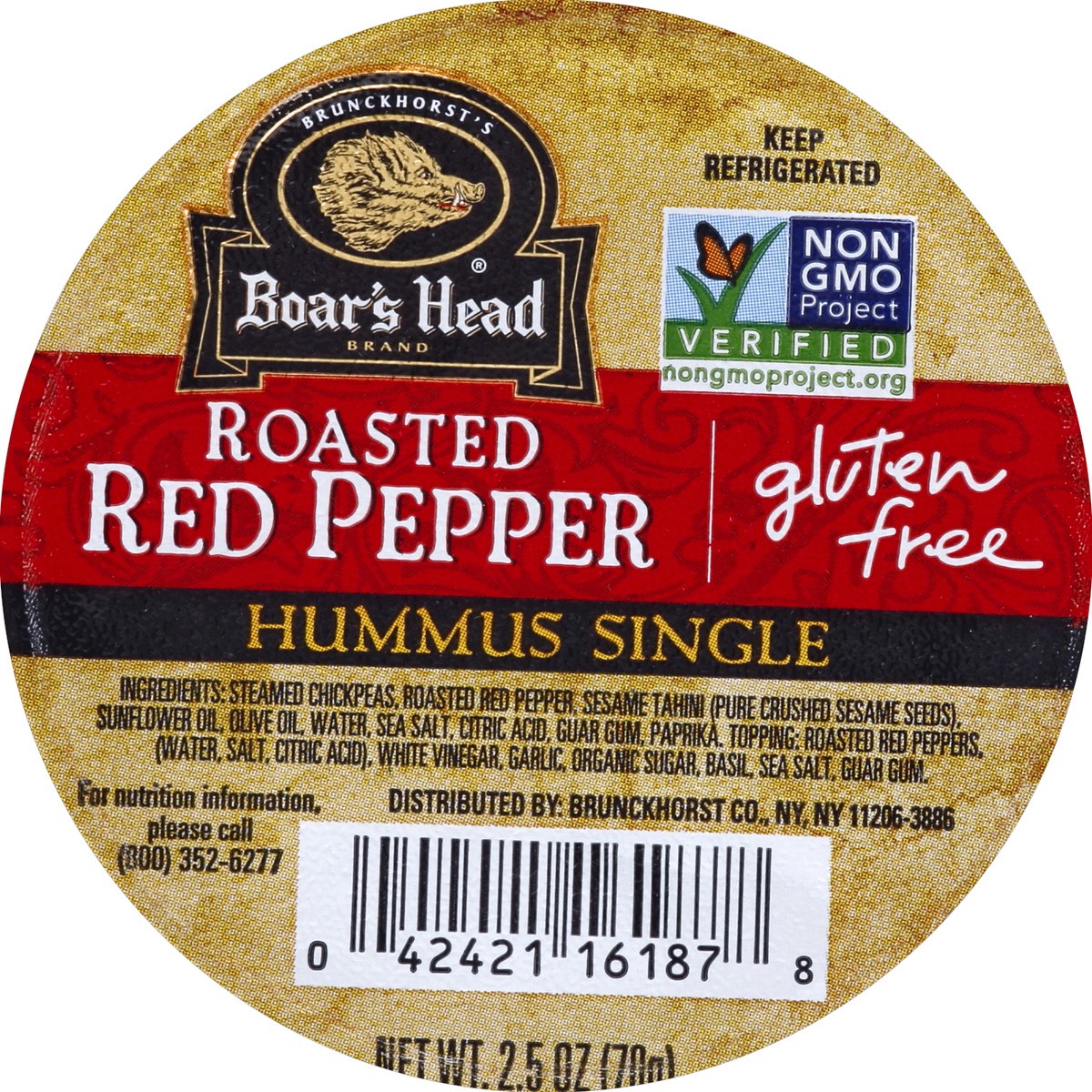 slide 5 of 6, Boar's Head Boars Head Hummus Single, Roasted Red Pepper, 2.5 oz