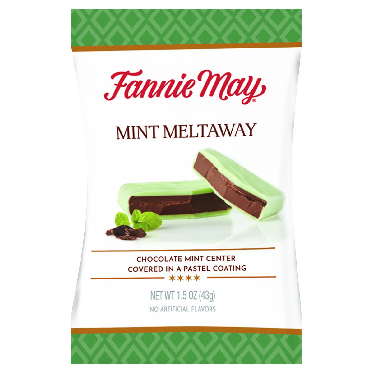 slide 1 of 9, Fannie May Mint Meltaway Chocolate Candy, 1.5 oz
